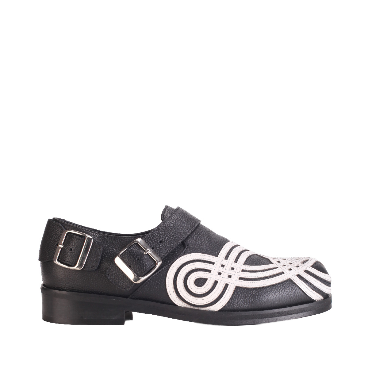 BRAIDED BIKER stefan cooke leather shoes man black and white