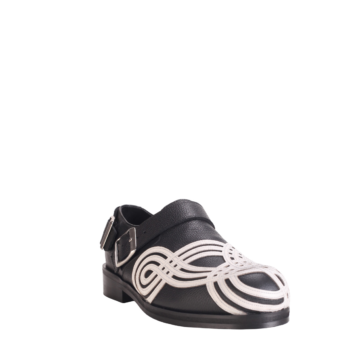 BRAIDED BIKER stefan cooke leather shoes man black and white