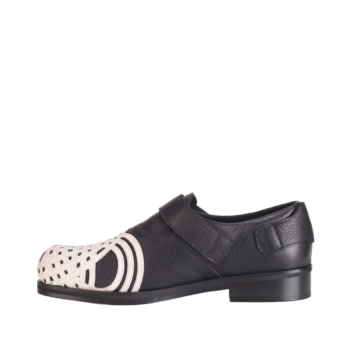 BRAIDED BIKER stefan cooke leather shoes man black and white