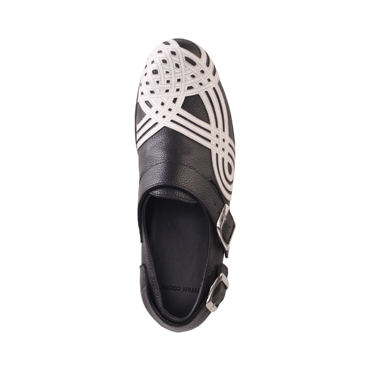 BRAIDED BIKER stefan cooke leather shoes man black and white