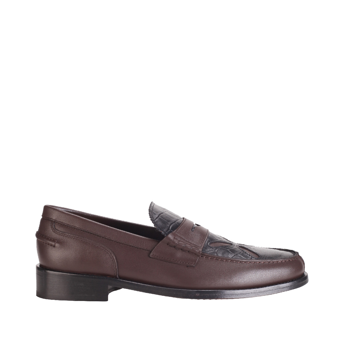 SLASHED BOAT SHOE  stefan cooke leather loafer shoes man dark brown 
