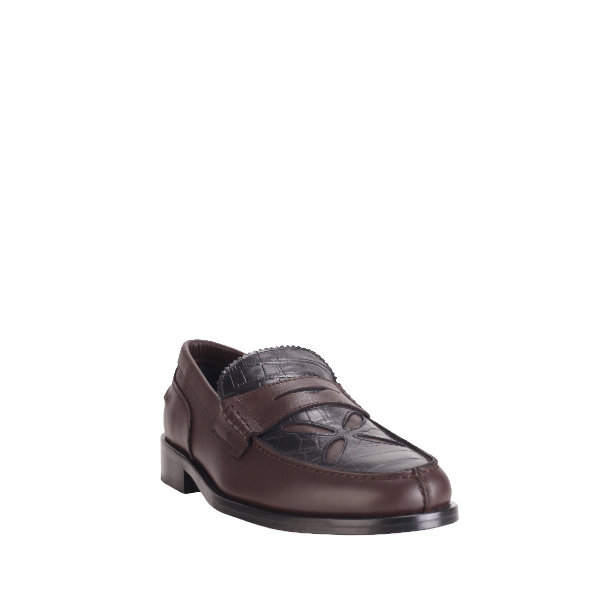 SLASHED BOAT SHOE  stefan cooke leather loafer shoes man dark brown 
