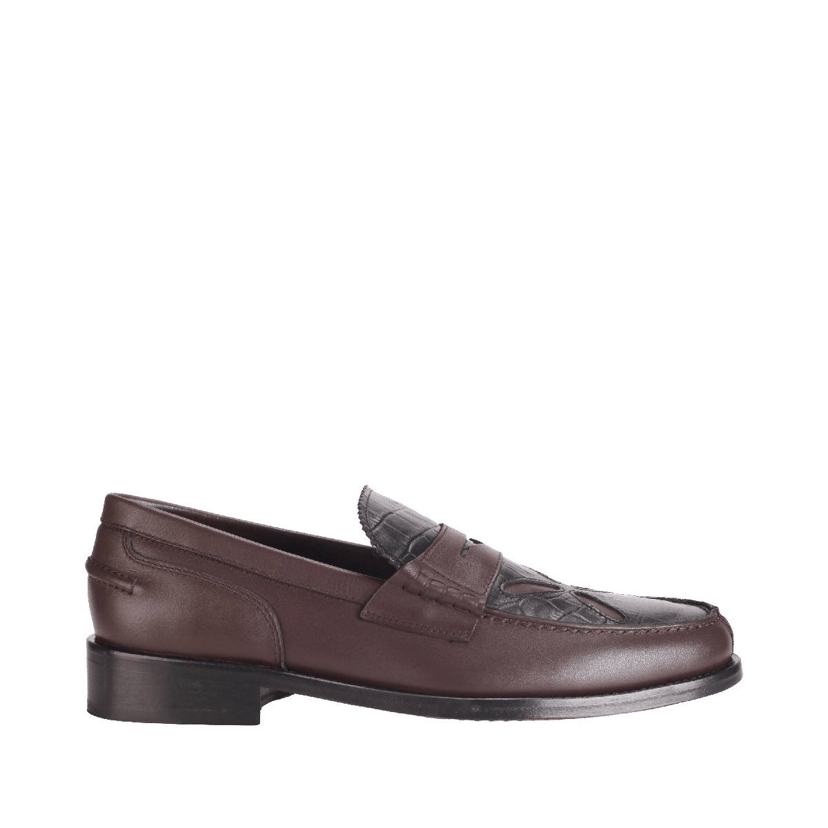 SLASHED BOAT SHOE  stefan cooke leather loafer shoes man dark brown 