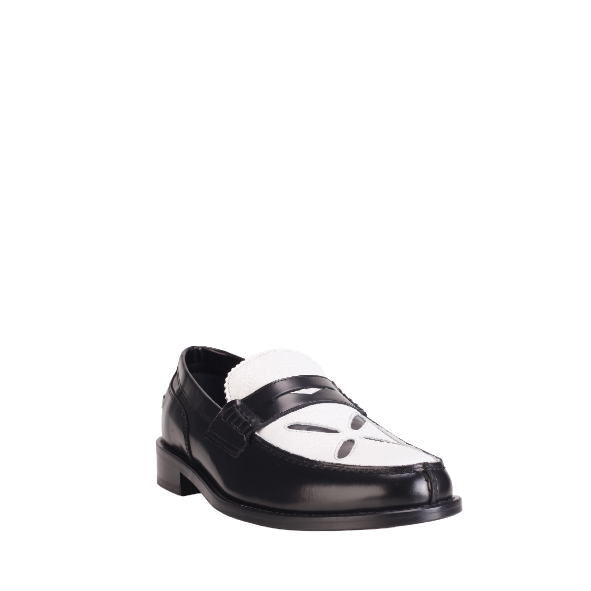  Stefan Cooke black white leather loafer shoes man  