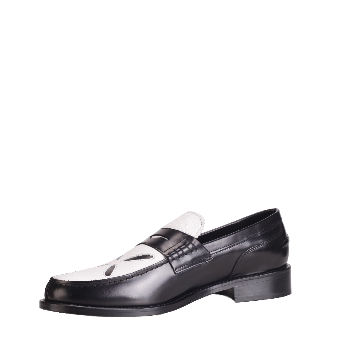  Stefan Cooke black white leather loafer shoes man  