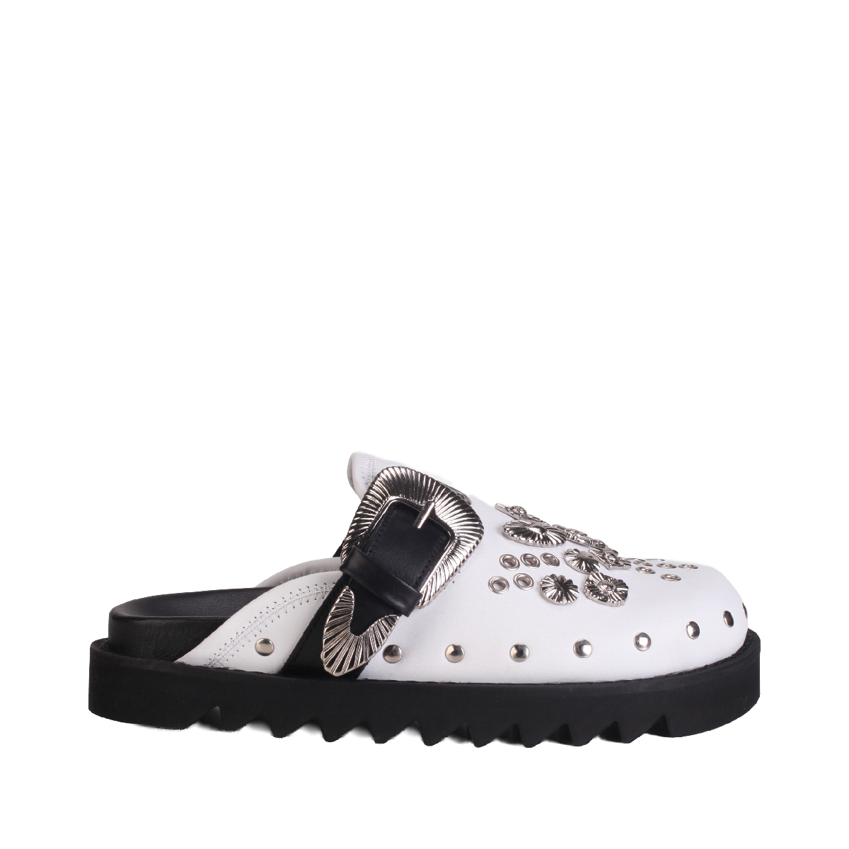 AJ1058 Leather Clogs black white women 