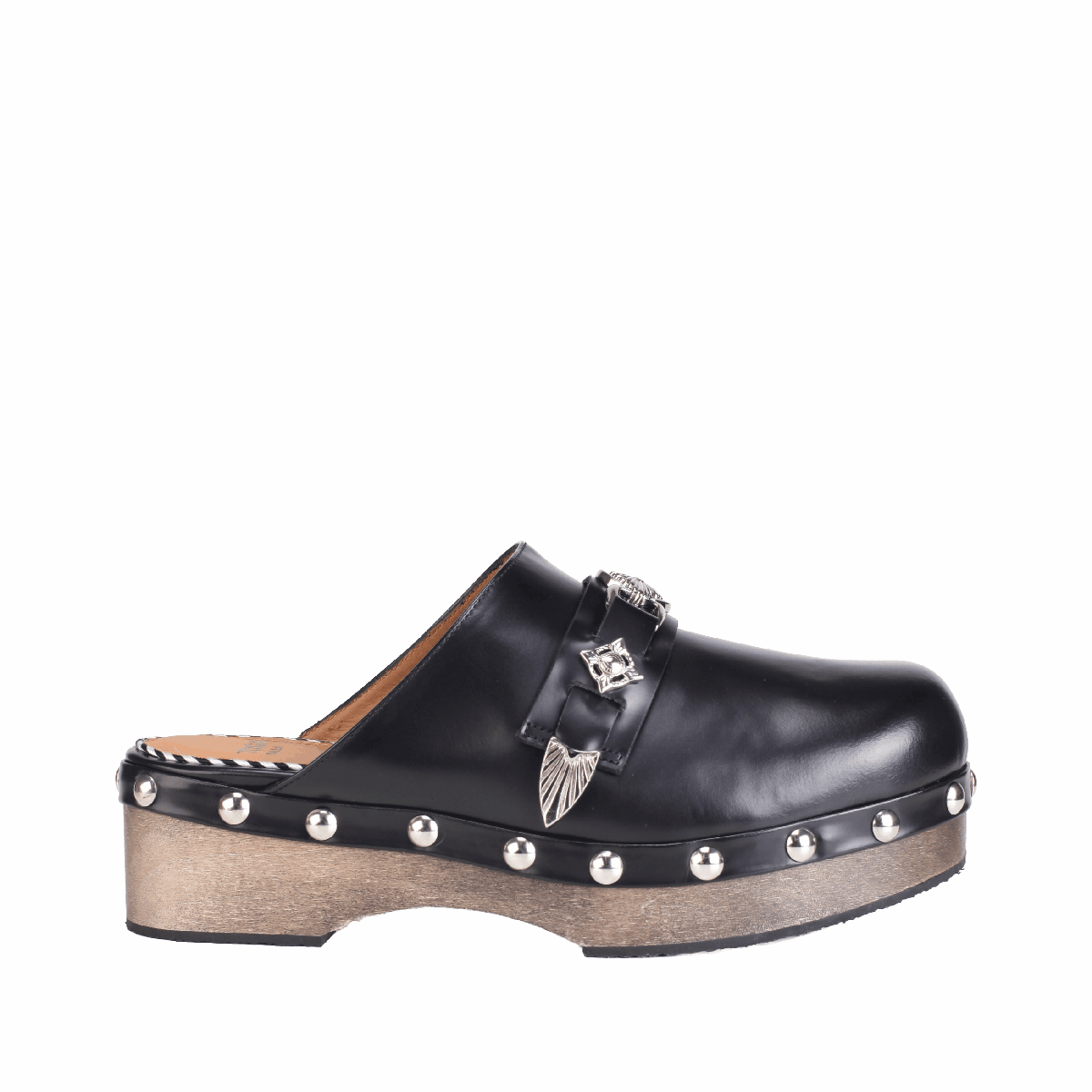  AJ1380 leather clogs black women