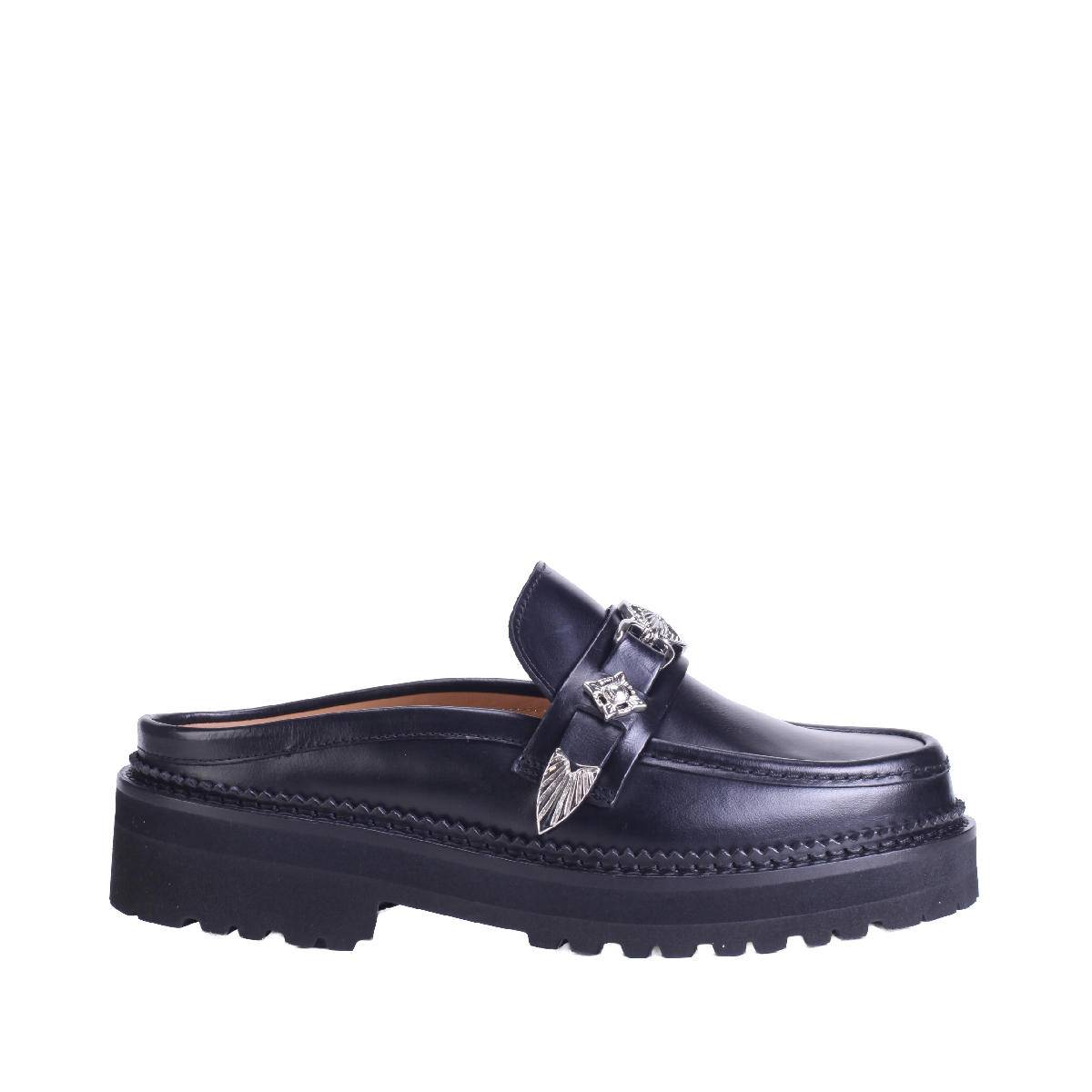 Toga Pula AJ1403 black leather mules woman 
