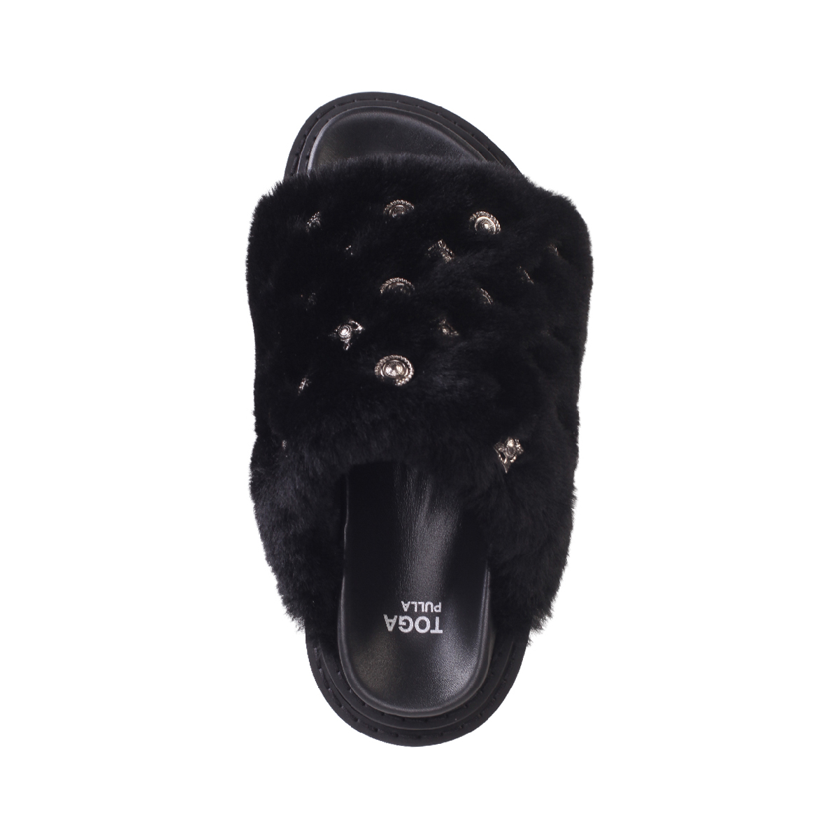  Toga Pulla AJ1433 Black Fur sandals woman 
