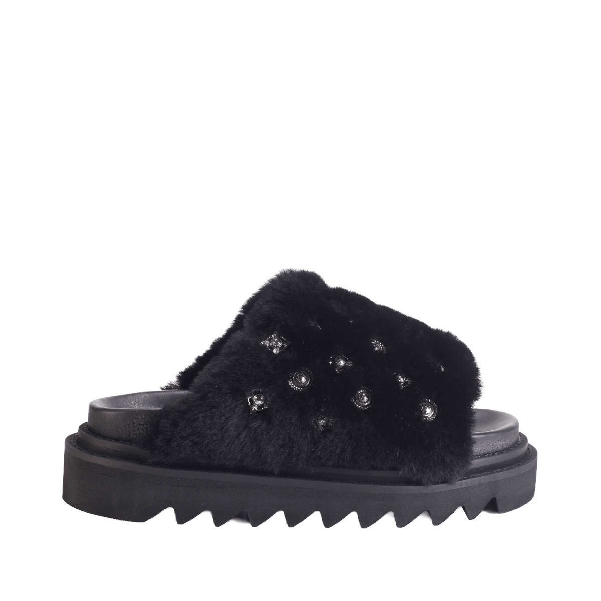  Toga Pulla AJ1433 Black Fur sandals woman