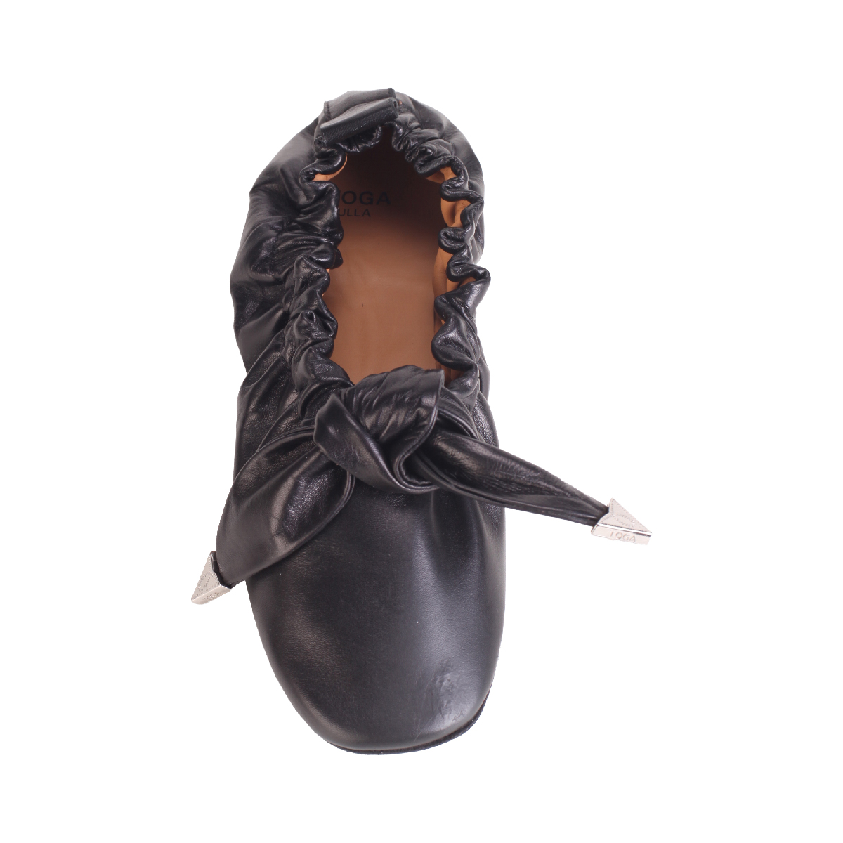 Toga Pulla aj1454 black soft leather ruched ballerina women