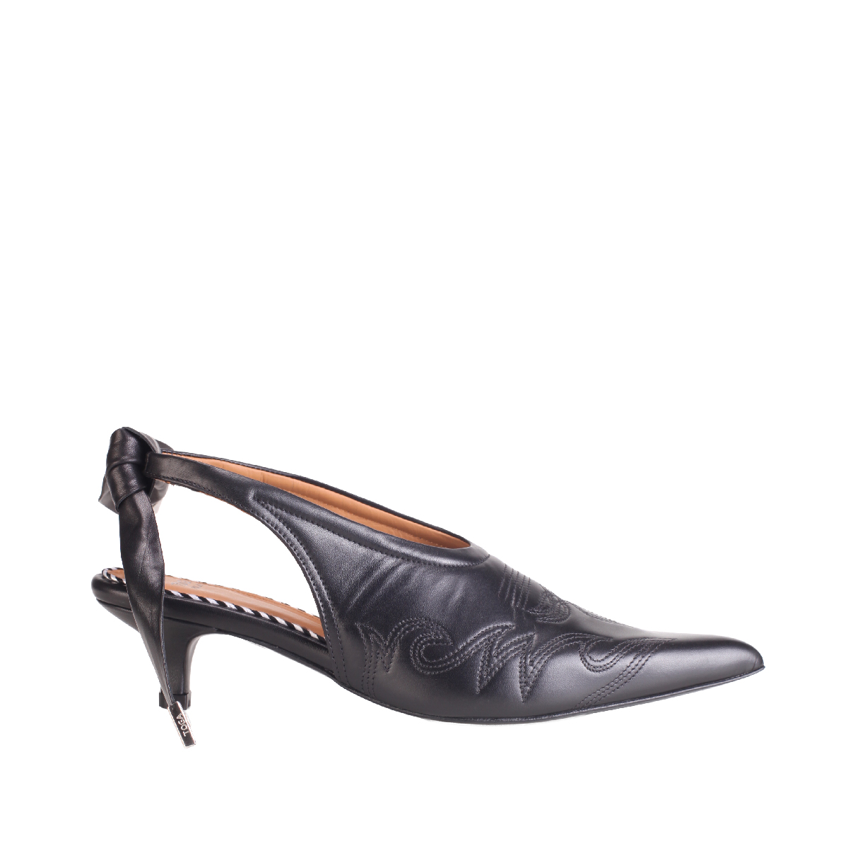 Toga Pulla aj1457 heel mule black leather woman 