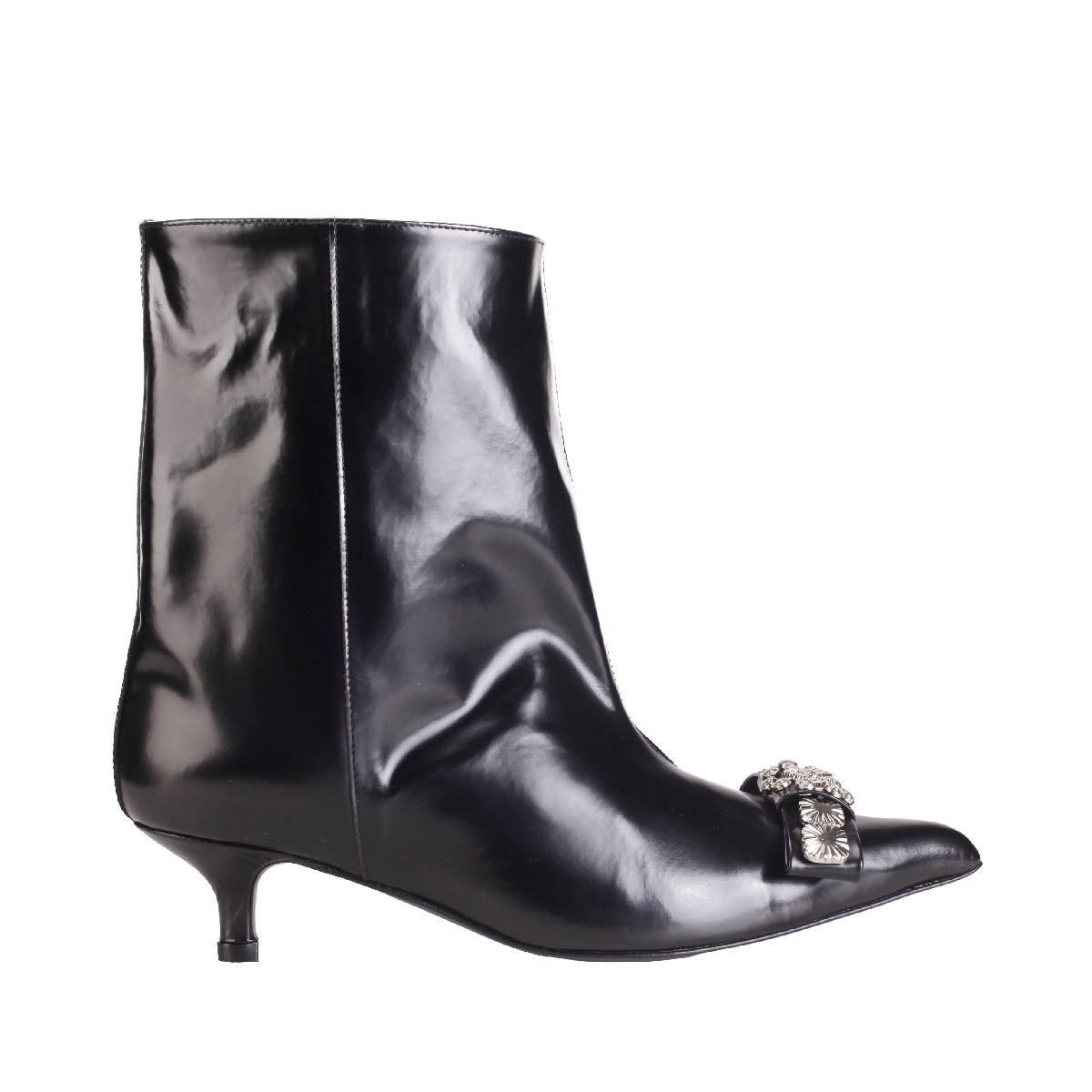 Toga pulla aj1458 black leather boots kitten heel woman 