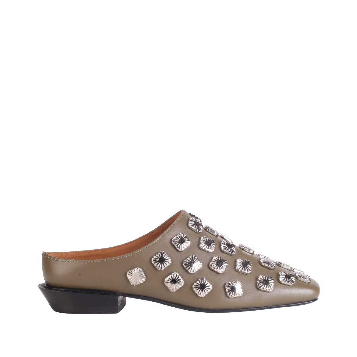 Toga Pulla Studded mule khaki leather woman