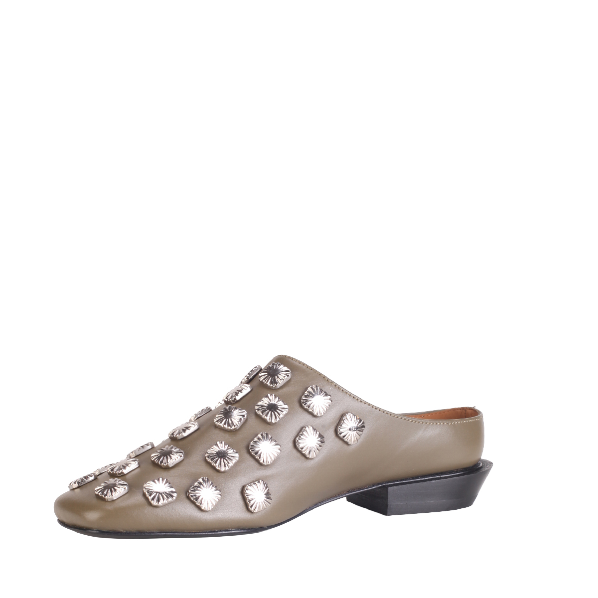Toga Pulla Studded mule khaki leather woman