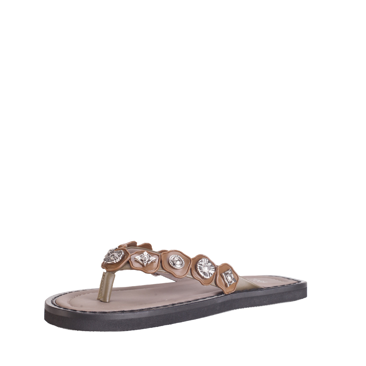 Toga Pulla khaki leather stud sandals woman