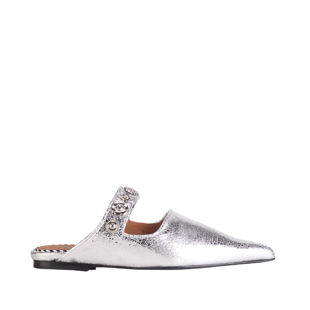 Toga Pulla silver leather classic mules woman
