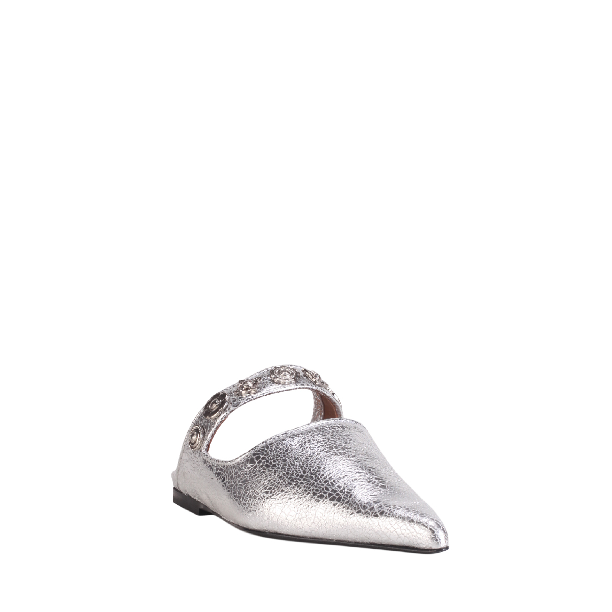 Toga Pulla silver leather classic mules woman