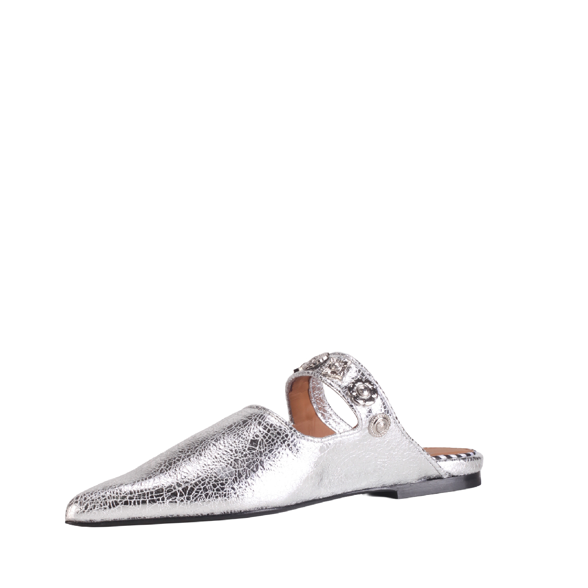 Toga Pulla silver leather classic mules woman