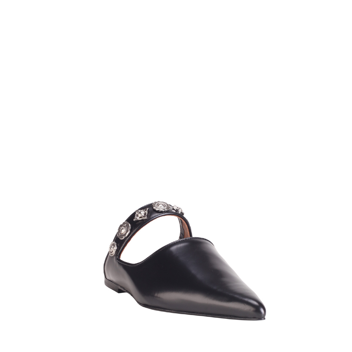 Toga Pulla black leather classic mules woman
