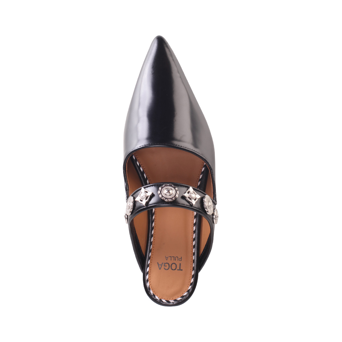 Toga Pulla black leather classic mules woman