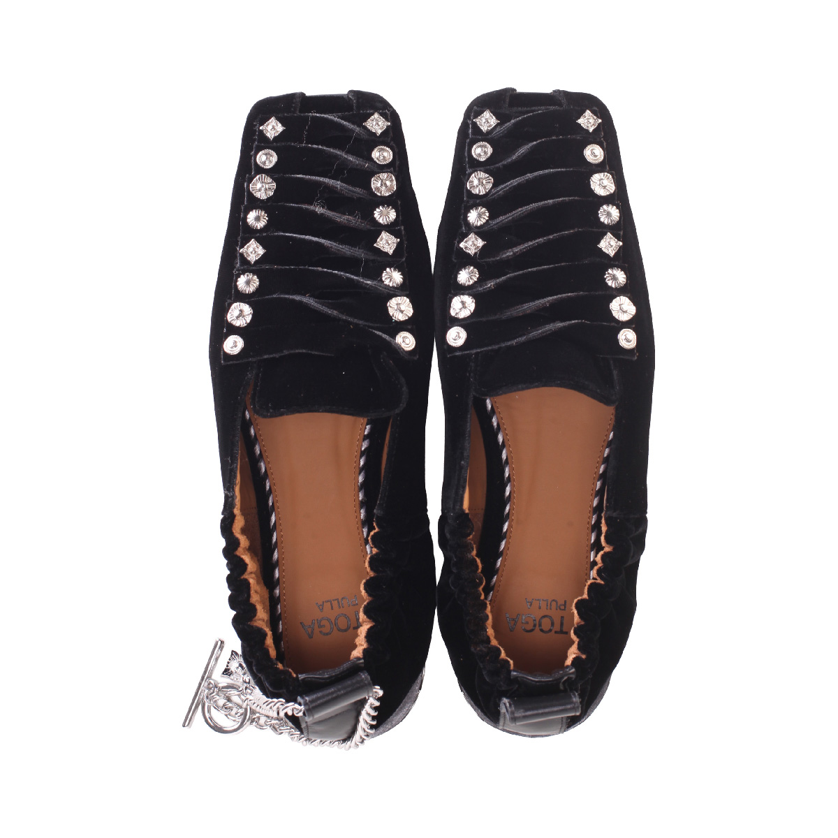 AJ1515 velvet loafer chain detail Toga Pulla woman black
