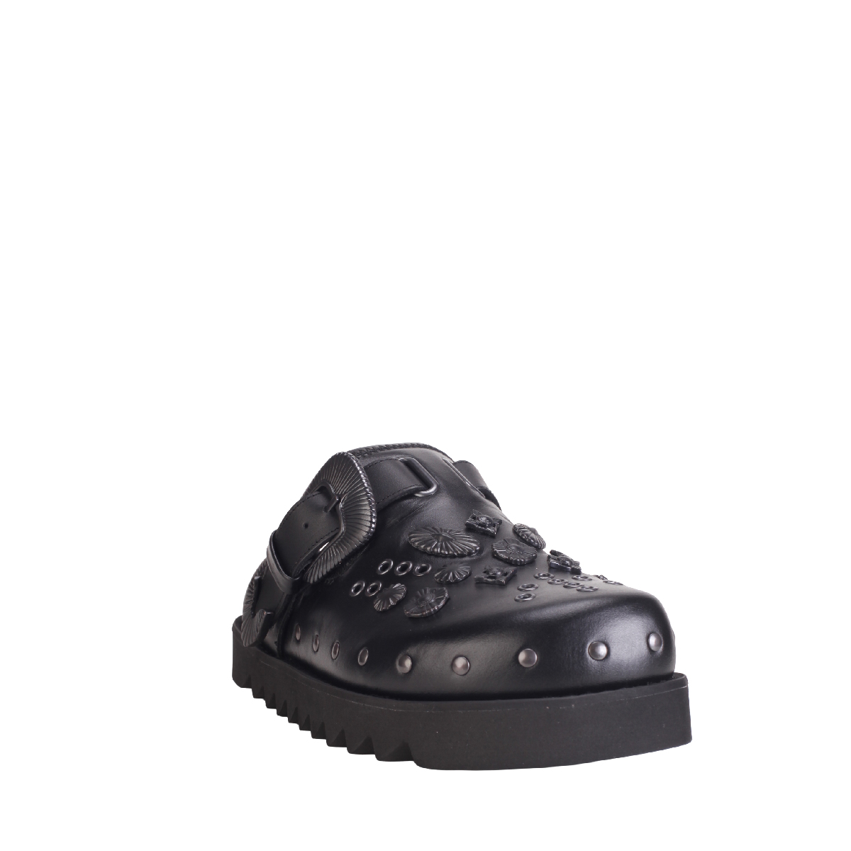  AJ1066 Leather Slippers all Black men 