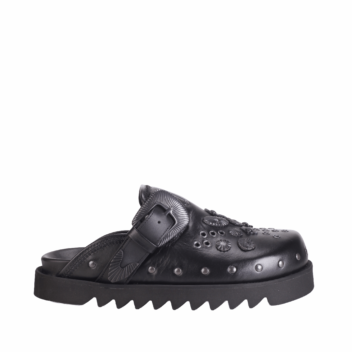  AJ1066 Leather Slippers all Black men