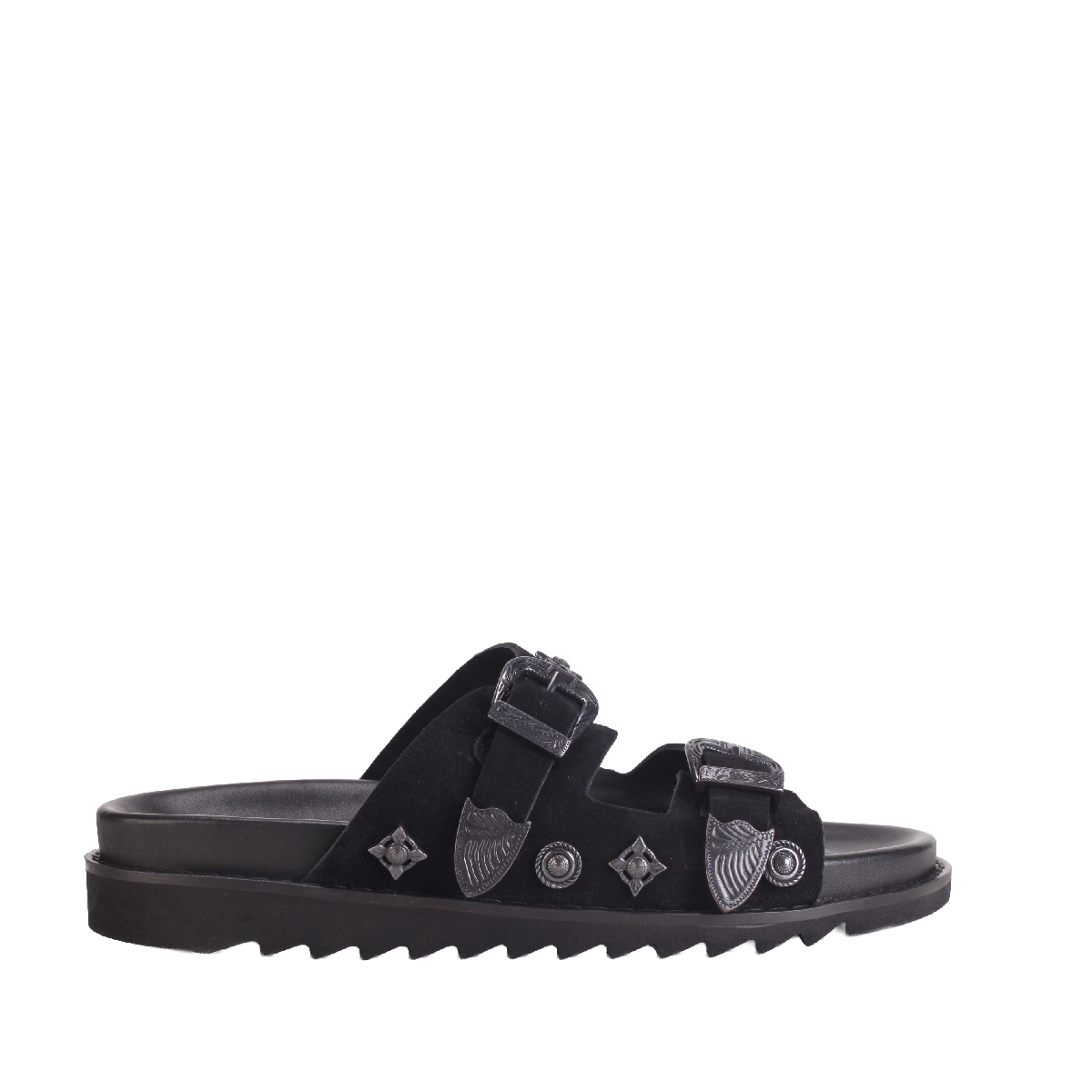 Toga Virilis AJ830 all black suede sandals 