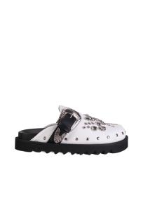 AJ1058 Leather Clogs black white women 