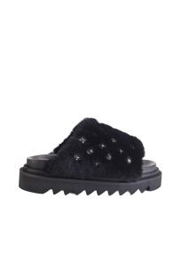 Toga Pulla AJ1433 Black Fur sandals woman 