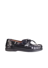 toga pulla aj1484 black leather flat boat shoes woman 
