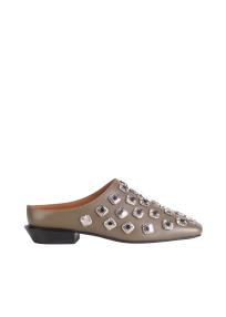 Toga Pulla Studded mule khaki leather woman